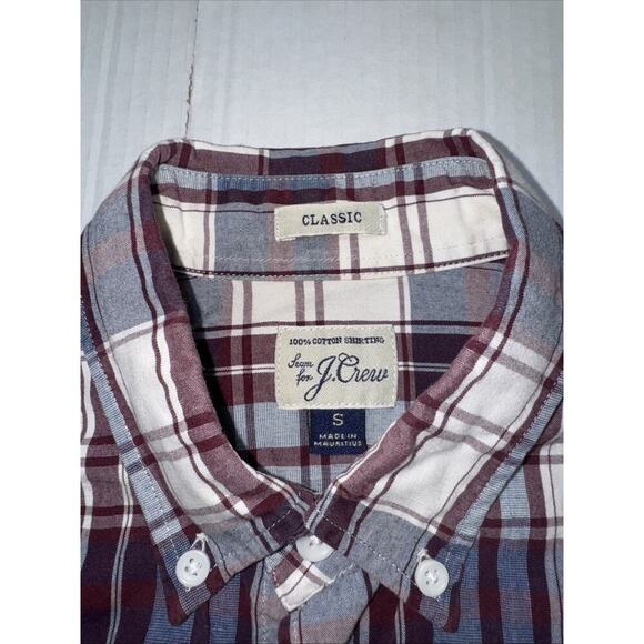 Sewn For J. Crew Cotton Classic Plaid Button-Up Shirt Men’s Blue White Red Sz S - Picture 2 of 12